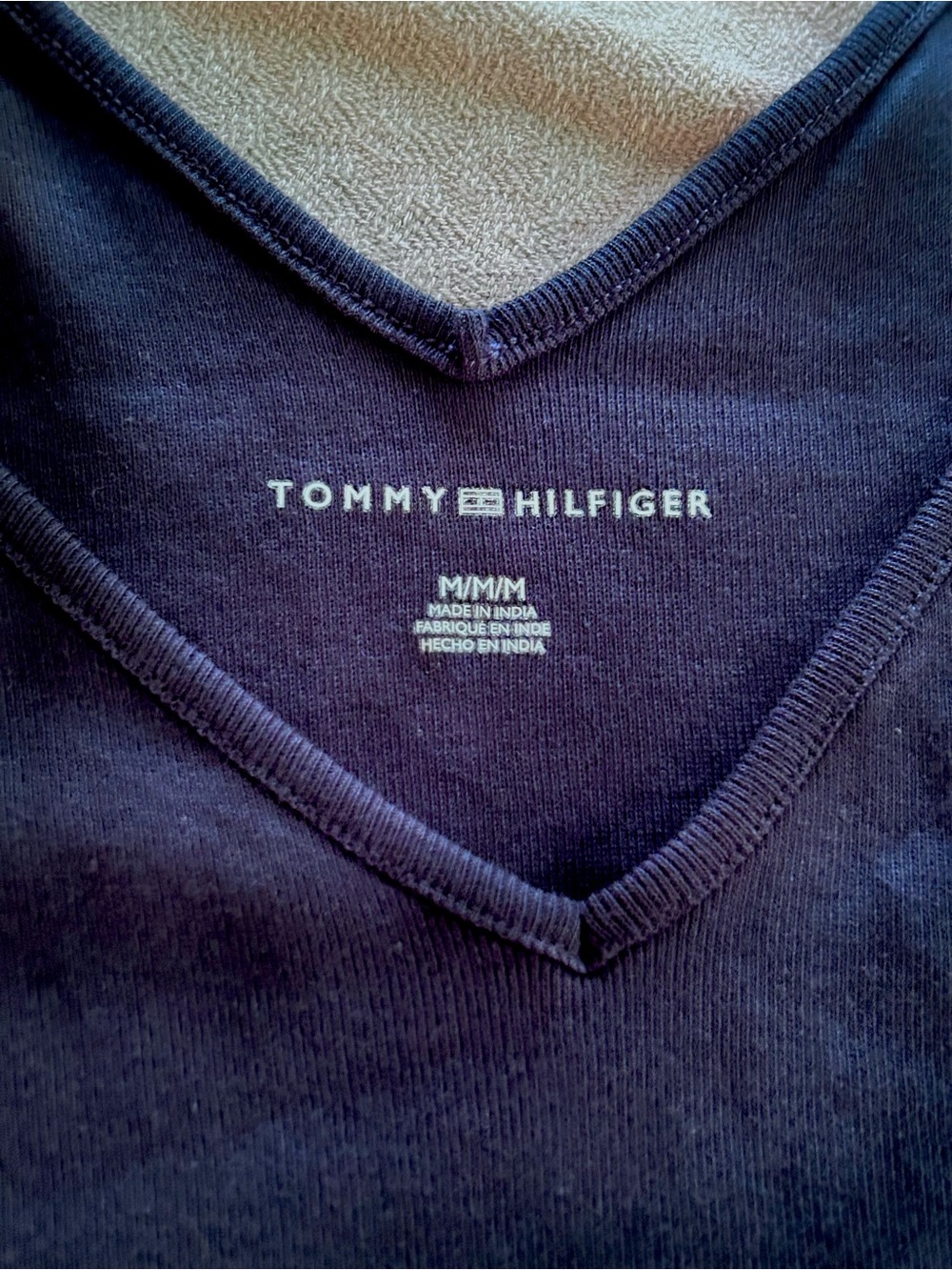 Tommy Hilfiger Tank Top w/ Shoulder White Star Bow V-Neck Navy Cotton Women’s M - Picture 8 of 14